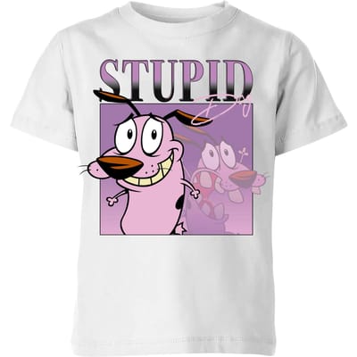 Cartoon Network Spin-Off Courage The Cowardly Dog 90s Photoshoot kinder t-shirt - Wit - 122/128 (7-8 jaar)