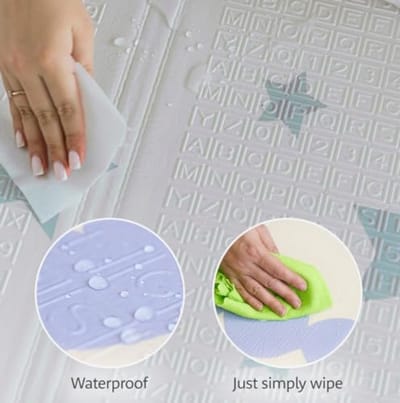 XXL Speelmat voor baby's en kinderen - Opvouwbare vloermat van XPE-schuim - Waterdicht en omkeerbaar (180x150 cm) - Kruipmat met dieren en sterren print