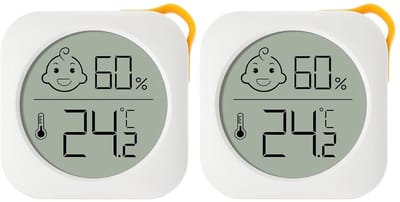 2x Digitale Mini Thermo-Hygrometer voor Binnenklimaat Met Smiley Indicator