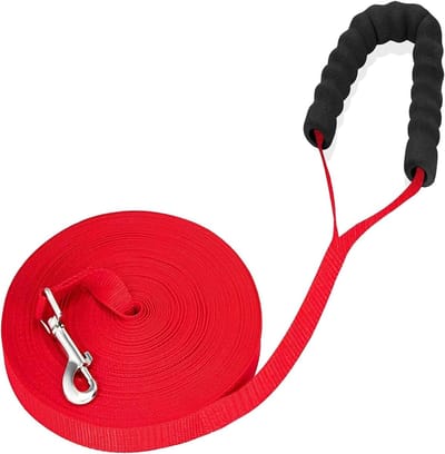 Dailygoods - Middelgrote hondenlijn 50 m, trainingslijn voor honden met gevoerd handvat, extra lange lijn, 50 m lange hondenriem voor terugroeptraining, trackinglijn voor honden, ideaal voor tuin, gazon