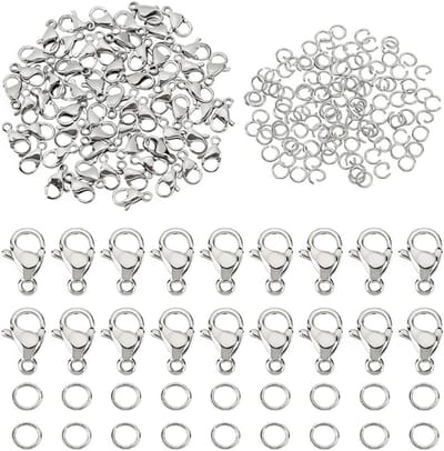 120 Stuks 4mm Rvs Buigringen met 60 Stuks Musketon Sluitingen voor Oorbellen, Armbanden en Kettingen, Creatieve Sieraden en DIY Projecten