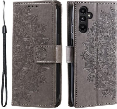 Hoesje Geschikt voor Samsung Galaxy A35 - Mandala Book Case met Pasjeshouder - Beschermhoes met Portemonnee Zwart