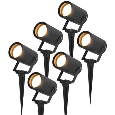 HOFTRONIC - Set van 6 Spikey LED Tuinspots - GU10 Fitting - IP65 Waterdicht - Zwart - Wandspot, Vlonderspot, Gevelspot, Prikspot incl. Grondspies - 3 jaar garantie