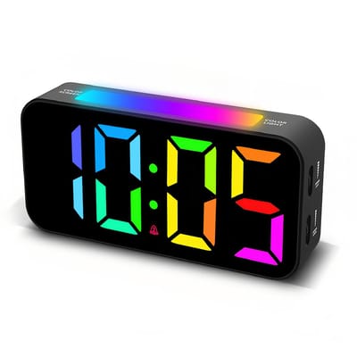 Ynkkvre - Digitale Wekker met Dubbel Alarm – Instelbaar Volume & Helderheid – LED Display met Nachtlamp in Meerdere Kleuren – Snooze Functie & Geheugenback-up-zwart