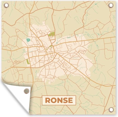 Tuin poster Plattegrond - Stadskaart - Ronse - België - Kaart - 200x200 cm - Tuindoek