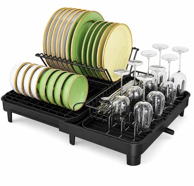 Innovastore Keukenafwasrek - Afdruiprek - Droogrek voor Afwas - Afwasrek - Rek - Keuken & Camping - Roestvrijstaal - Zwart