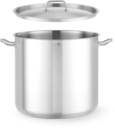HENDI Hoge kookpan rvs - 45 l - diameter 40 cm x H36 cm - deksel, inductie - zilver - horeca