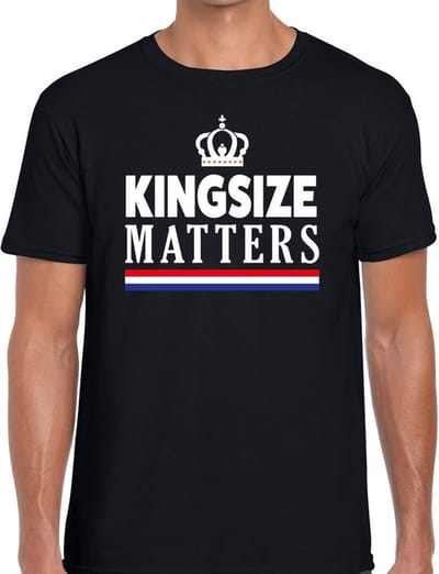 Zwart Kingsize matters t-shirt - Shirt voor heren - Koningsdag kleding S