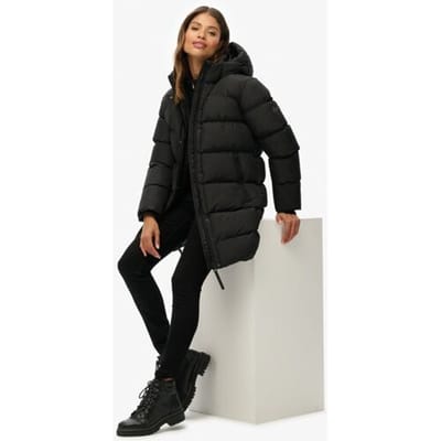 Superdry - Sports halflange pufferjas met capuchon - Dames - Gewatteerde jassen