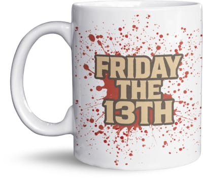 Friday the 13th Mok – 325 ml Keramische Horror Koffiemok met Bloedspetters – Grappige Mok Geïnspireerd door Jason Voorhees & Klassieke Slasher Films – Perfect Cadeau voor Horrorfans, Halloween, Collega’s & Vrienden – Vaatwasser- en Magnetronbestendig