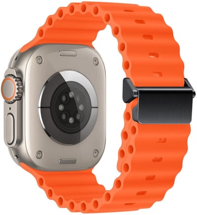 Siliconen bandje - geschikt voor Apple Watch 1/2/3/4/5/6/7/8/9/SE (2) met maat 38 mm / 40 mm / 41 mm en Watch 10 (42 mm) - elastisch in ocean stijl - oranje