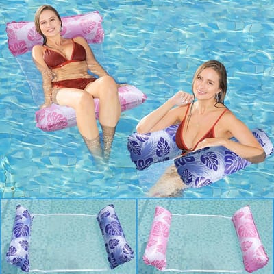 YAGXIG 2-delige opblaasbare zwembadhangmat - 4 in 1 zwembadligstoel met net - opblaasbaar zwembadmatras - zwemboei - zwembadaccessoires voor volwassenen - waterhangmat, zwembadspeelgoed voor volwassenen, 118 x 68 cm