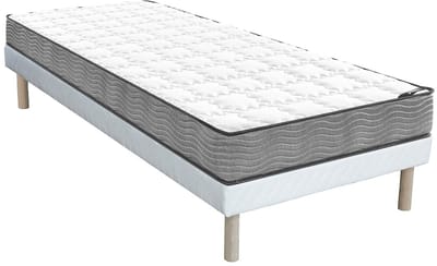 Vente-unique Set 90 x 190 cm gewatteerde bedbodem + matras met pocketveren, 19 cm dik - KIJAL van YSMÉE
