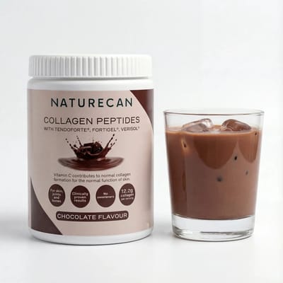 Naturecan Collageen Poeder - Chocolade - 600 g - Gehydrolyseerde Collageen Peptiden met Vitamine C - 12,2 g per portie - Type I & III Rundercollageen - VERISOL®, FORTIGEL® & TENDOFORTE®