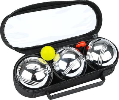 Get & Go Jeu de Boules Set III - 3 Ballen - Chroom/Zwart - Staal