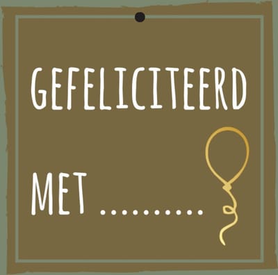 Cadeaukaartje - “Gefeliciteerd met…” - 20 Stuks - 7mm x 7mm - Wenskaartje - Met boorgaatje - Serie: GOLDY - Metallic goud relief - Kadokaartjes