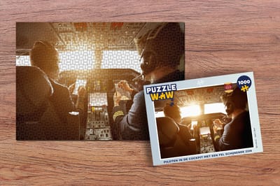 Puzzel Piloten in de cockpit met een fel schijnende zon - Legpuzzel - Puzzel 1000 stukjes volwassenen