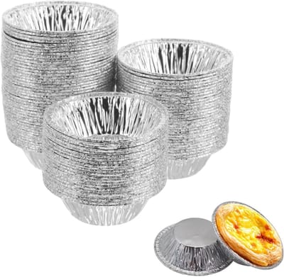 100 stuks Aluminiumfolie Eiertaart Vormpjes – 2,8 Inch – Wegwerp Taartvormpjes