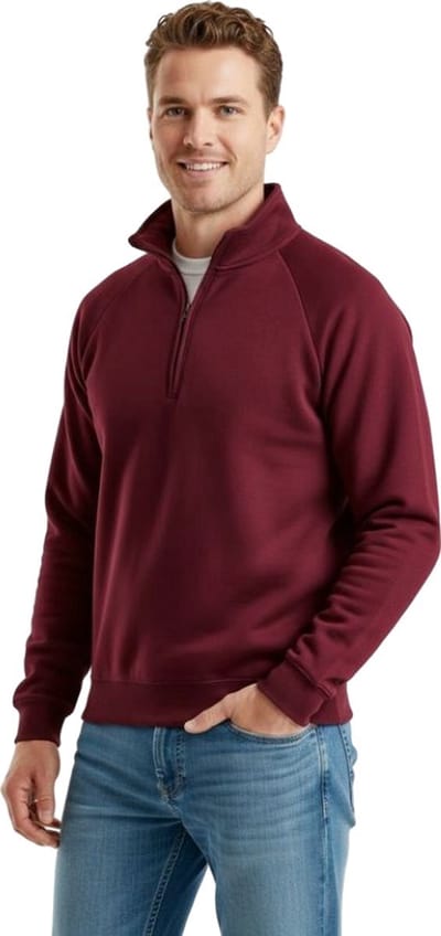 Casual Heren Sweater - Bordeaux Rood - Trui - Half Zipper - Regular Fit - Paars