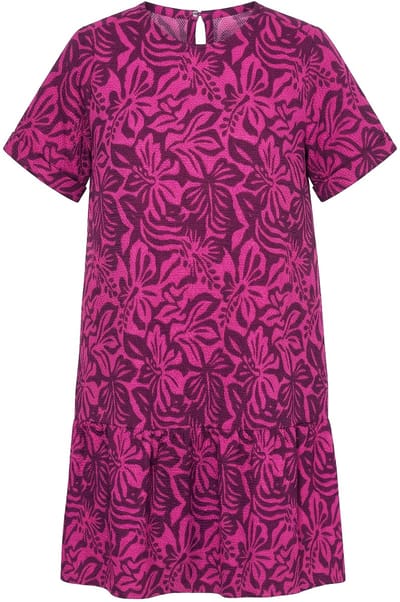 Studio Untold - Dames - Jurk A-vorm bloemenprint wijde korte mouw - Zomerbes - Maat 42+