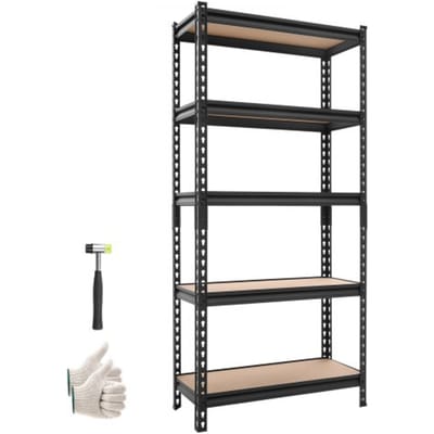 VEVOR zwaar uitgevoerde opbergkast 720x309x1520mm, draagvermogen 907,2kg, stalen frame, 5 verstelbare MDF-planken, modulaire opbergkast te gebruiken als werkbank, flexibele metalen opbergkast voor kelder, garage, werkplaats