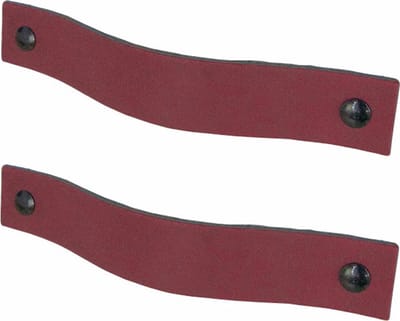 2x Leren handgrepen 'platte greep' XS - BORDO (12,6 x 2,5 cm) - incl. 3 kleuren schroefjes (handgreepjes - leren grepen - greepjes - leren lusjes)