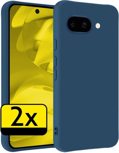 Hoesje - 2 Stuks - Geschikt voor Google Pixel 9a - Sterk & Shockproof - Case Siliconen - Back Cover - Telefoon Hoes - Telefoonhoesjes - Donkerblauw