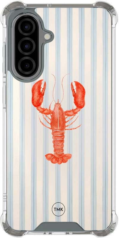 Shockproof hoesje geschikt voor Samsung Galaxy A36 - Kreeft - Schokbestendig - Verhoogde randen - TPU case - Extra Sterke Back Cover - Gestreept - Transparant, Blauw