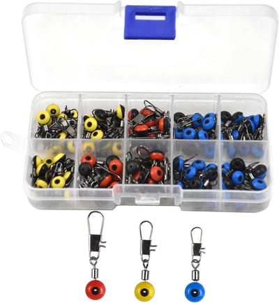 100 Stuks Vissershaken met Karabijnhaak, Rvs Visaccessoires, Diverse Maten voor Optimale Vissuccessen