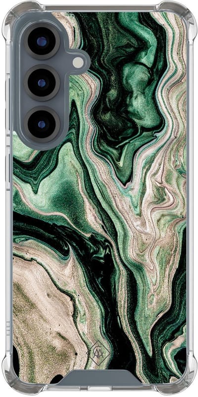 Casimoda® hoesje - Geschikt voor Samsung Galaxy S25 - Groen marmer / Marble - Shockproof case - Extra sterk - TPU/polycarbonaat - Groen, Transparant