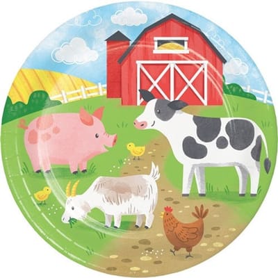 BIGIEMME SRL - 8 papieren borden kleine boerderij 23 cm dieren