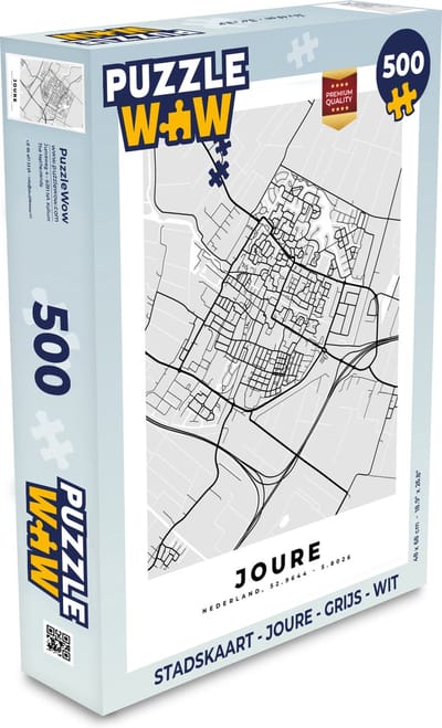 Puzzel Stadskaart - Joure - Grijs - Wit - Legpuzzel - Puzzel 500 stukjes - Plattegrond