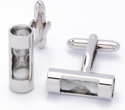 Manchetknopen - Zandloper met Glas Zilver