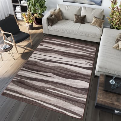 Tapiso Sari Vloerkleed Laagpolig Tapijt Bruin Karpet Maat- 140x190