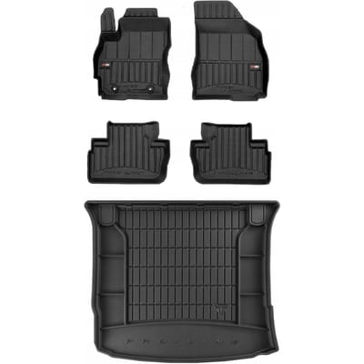 FROGUM PROLINE 3D Set - Rubberen Automatten + Kofferbakmat - Geschikt voor MAZDA 5 I (2005-2010) - 7-persoons - Zwart