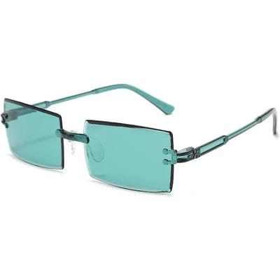 Mode Randloos Cutting Edge Vierkant Verloop Lens Zonnebril Unisex Vintage Vierkante Monturen Schaduw Zonnebril UV 400 Bescherming Bescherming AS SHOWN