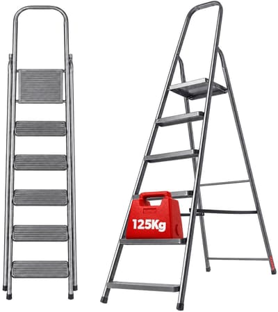 Stalen ladder met platform Ceriana 6-trede 125kg