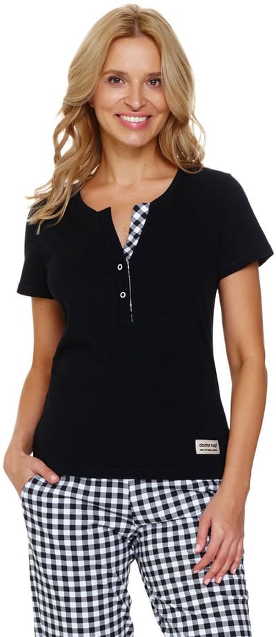 Doctor Nap Pyjama Dames Volwassenen Korte Mouw Lange Broek Zwart PM.7267 36 / S