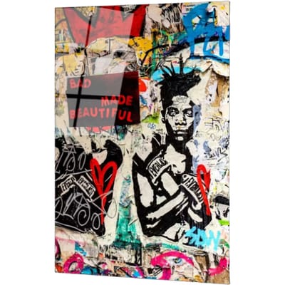 Wallity Glasschilderij Banksy Bad Made Beautiful – Knallkleuren – 45 x 65 cm