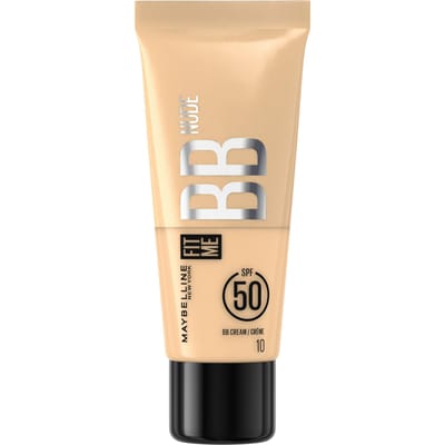 Maybelline Fit Me BB Nude- BB crème- Basis verrijkt met 90% verzorgende ingrediënten- SPF 50- NUDE 10- 30 mL
