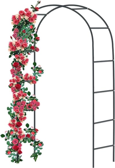 Rozenboog Metaal - Klimhulp Tuin - Planten Ondersteunen - Roestwerende Coating - 240 cm Hoog - Zwart