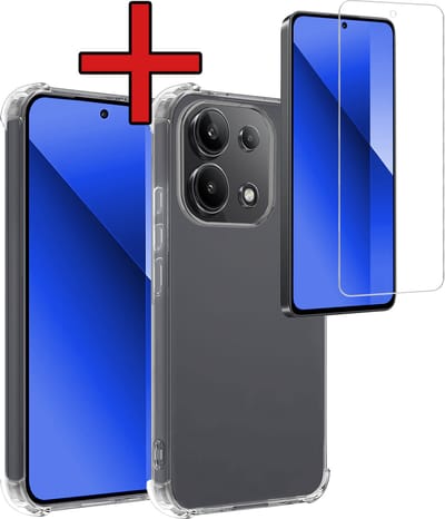 Hoesje - Met Screenprotector - Geschikt voor Xiaomi Redmi Note 13 4G - Sterk & Shockproof - Back Cover - Siliconen Case - Telefoon Hoes - Shock Proof - Telefoonhoes - Transparant