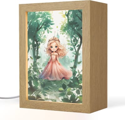 Nachtlampje 15x20 cm - Kinder lampje - Prinses - Kasteel - Bos - Meisje - Tafellamp kinderkamer - Slaapkamer lamp - Bedlamp kinderen - Kinderlampje stopcontact - Wandlamp babykamer - Nachtlampjes