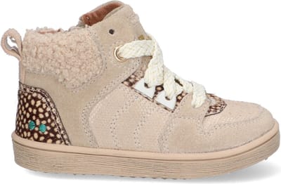 Bunnies JR 223750-406 Meisjes Hoge Sneakers - Beige - Suède - Veters