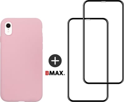 BMAX Telefoonhoesje geschikt voor iPhone 11 Pro - Siliconen hardcase hoesje lichtroze - Met 2 screenprotectors full cover