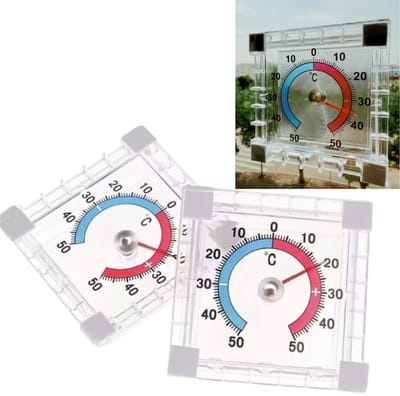 2 stuks - Mini-wijzerthermometer en hygrometer - Nauwkeurig en gevoelig - Thermometer/hygrometer - 7,6*7,6 cm - Voor gebruik binnenshuis/thuis - Transparant