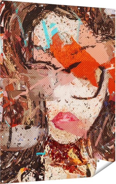 Gards Tuinposter Abstracte Kunst van een Meisje - Vrouw - 120x160 cm - Tuindoek - Tuindecoratie - Wanddecoratie buiten - Tuinschilderij
