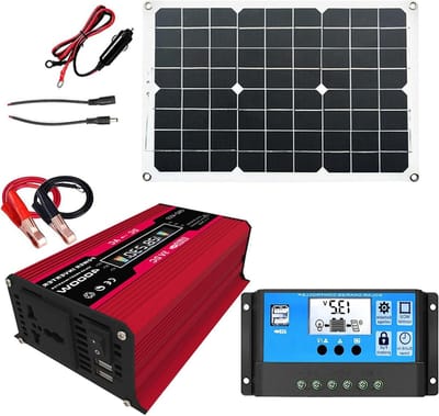 Draagbare Zonnegenerator - Outdoor Energie Station - Kamperen en Reizen - Met LED Waarschuwingslamp - 18W Paneel - Zwart