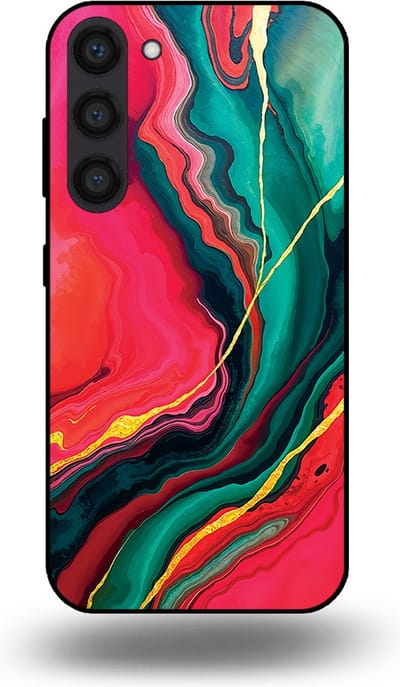 Smartphonica Telefoonhoesje Geschikt voor Samsung Galaxy S23 Plus met Rood Groen Marmer Opdruk - TPU Backcover Case Red Green Marble Design geschikt voor Samsung Galaxy S23 Plus