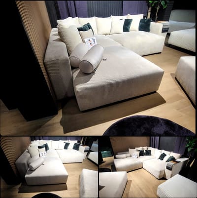 Hoekbank of Bankstel Lazy Corduroy rib beige - Modulair American Bigsofa - Ultra soft en Ultra diep - Hoeksalon of Zetel